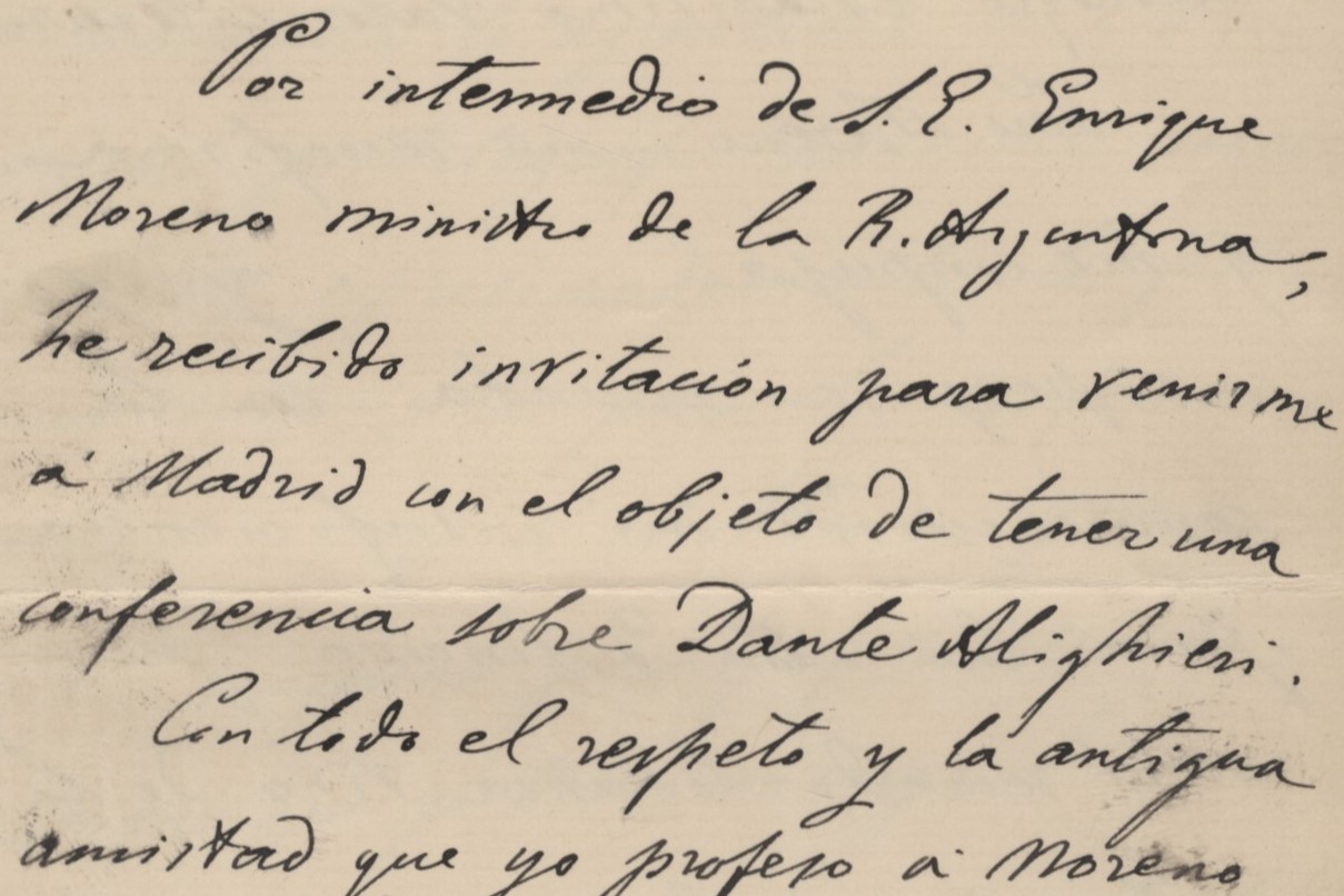 Cartas relativas al homenaje a Dante Alighieri en el Ateneo de Madrid