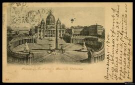 Tarjeta postal circulada de la Plaza y la Basílica de San Pedro de la Ciudad del Vaticano en Roma...