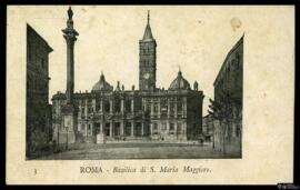 Tarjeta postal de vista exterior de la Basílica de Santa María la Mayor de Roma