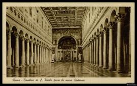 Tarjeta postal de vista interior de la Basílica de San Pablo Extramuros de Roma editada por A. Sc...