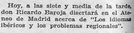 1931-07-03. Conferencia de Ricardo Baroja. Ahora (Madrid)