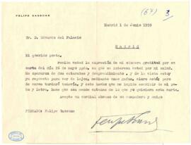 Carta de Felipe Sassone a Eduardo del Palacio