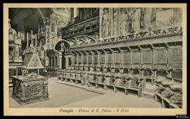 Tarjeta postal de vista interior del Coro de la Basílica de San Pedro en Perugia editada por Augu...
