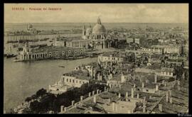 Tarjeta postal de vista panorámica de Venecia desde el Campanile de la Basílica de San Marcos.