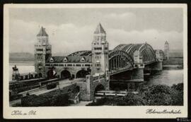 Tarjeta postal circulada del Hohenzollernbrücke en Colonia editada por el Verlag Leo Kürten dirig...