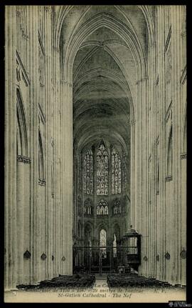 Tarjeta postal de vista interior de la nave de la Catedral de Tours editada por A. Papeghin en la...