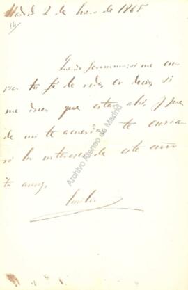 1865-01-02. Carta de Emilio Castelar a Jerónimo Amat