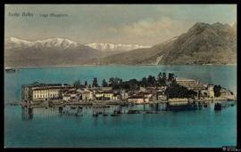 Tarjeta postal a color de vista panorámica de Pallanza en el Lago Mayor de Italia editada por Ces...