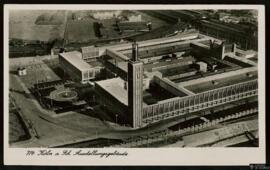 Tarjeta postal de vista panorámica del edificio de exposiciones o Austellungsgebäude en Colonia e...