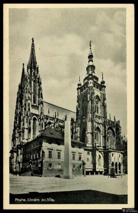 Tarjeta postal de vista exterior de la Catedral de San Vito en Praga