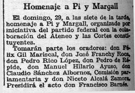 1931-11-27. Anuncio del homenaje a Pi y Margall. Ahora (Madrid)