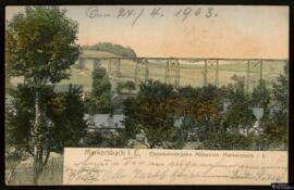 Tarjeta postal circulada a color del puente ferroviario entre Mittweida y Markersbach editada en ...