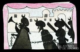 "Retablo de Maese Pedro" ilustrado por Joaquín Xaudaró. 9. "Veréis aquí donde sale...