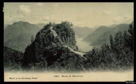 Tarjeta postal del paisaje del Monte San Salvatore editada por Wehrli A.-G., Kilchberg, en Zúrich.