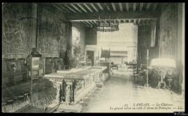 Tarjeta postal del gran salón de Anne de Bretagne en el Castillo de Langeais editada por Lévy Fil...