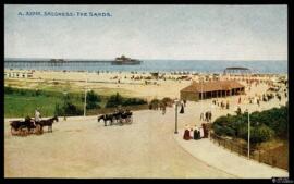 Tarjeta postal a color de vista panorámica de la playa de Skegness editada por The Photochrom Co.