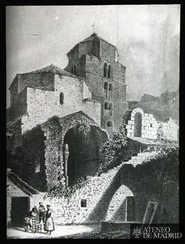 Aragón. Vista general de la iglesia de Santa Cruz de la Serós