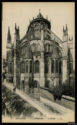 Tarjeta postal de vista exterior del Ábside de la Catedral de Saint-Étienne de Bourges editada po...