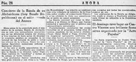 1931-04-28. Concierto de la antigua Banda de Alabarderos. Ahora (Madrid)