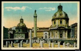 Tarjeta postal a color del Foro Trajano de roma con carta familiar no circulada al verso