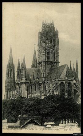 Tarjeta postal de vista exterior del Ábside de la Iglesia abacial de Saint-Ouen en Ruan editada p...