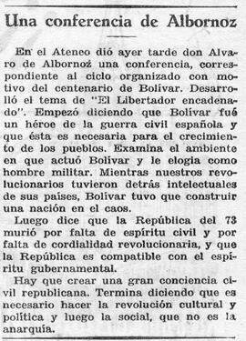 1931-04-05. Conferencia de Álvaro de Albornoz. Ahora (Madrid)