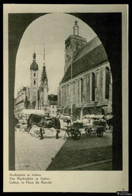 Tarjeta postal de la Marktplatz de Guben, reproducción de Foto-Ellmenreich