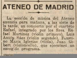 1930-05-18. Concierto del Cuarteto Rafael . El Liberal (Madrid)