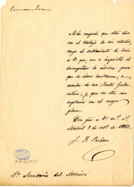 1852-10-09. Carta de Joaquín Francisco Pacheco