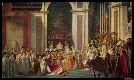 Tarjeta postal de reproducción a color de la obra de Jaques-Louis David de La Coronación de Napol...