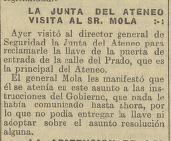 1931-02-11. La Junta del Ateneo visita al Sr. Mola. El Liberal (Madrid)