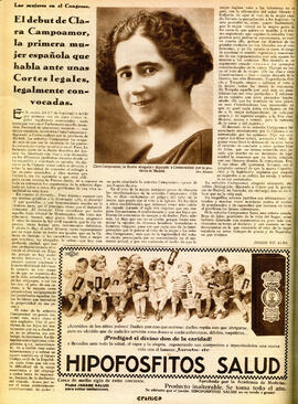 1931-09-20. Clara Campoamor, primera mujer española que habla ante unas Cortes legales. Crónica (...