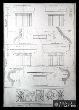 Detalles de columnas dóricas y de otros elementos arquitectónicos (arte griego)