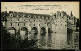 Tarjeta postal de vista exterior de la fachada sudeste del Castillo de Chenonceau editada por A. ...