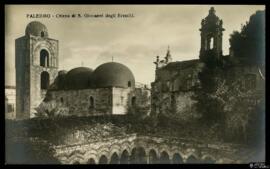 Tarjeta postal de vista exterior de la Iglesia de San Juan de los Eremitas en Palermo