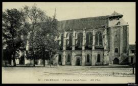 Tarjeta postal de vista exterior de la Iglesia de San Pedro en Chartres editada por los Neurdein ...