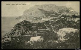 Tarjeta postal circulada de vista panorámica de Capri desde la via Tragara editada por C. Cotini ...