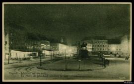 Tarjeta postal de vista nocturna en la Plaza Jelačić en Zagreb editada por el Jugoslavenski izdav...