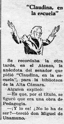 1931-09-29. Anécdota de Miguel de Unamuno. Ahora (Madrid)