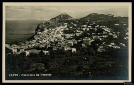 Tarjeta postal de vista panorámica de Capri desde poniente editada por la Casa Editrice Ditta R. ...