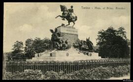 Tarjeta postal del Monumento escultórico ecuestre a Amadeo de Saboya en Turín remitida por Corrad...