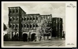 Tarjeta postal de vista exterior de la Porta Nigra de Tréveris editada por el Niko Haas Kunstverlag