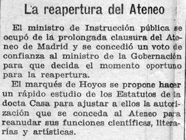 1931-03-02. La reapertura del Ateneo. Ahora (Madrid)