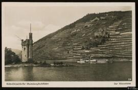 Tarjeta postal de vista panorámica de buque de la Köln-Düsseldorfer Rheindampfschiffart junto a l...