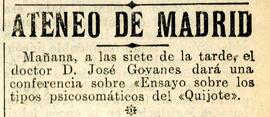 1931-11-27. Conferencia del doctor Goyanes. El Liberal (Madrid)