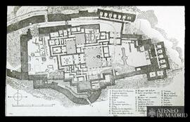 
Plan der Oberburg [Planta y restauración a vista de pájaro del castillo de los Atridas en Tirinto]
