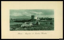 Tarjeta postal de vista panorámica del Sepulcro o Tumba de Cecilia Metella en Roma editada por Br...