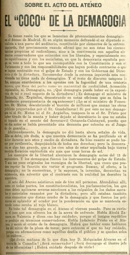 1930-04-27. Comentario sobre el discurso de Indalecio Prieto en el Ateneo. El Liberal (Madrid)