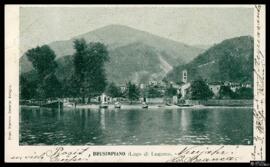 Tarjeta postal circulada de vista panorámica de Brusimpiano, junto al Lago di Lugano, editada por...