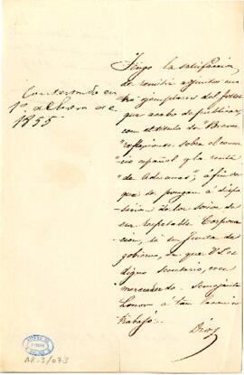 1854-11-02. Carta de José García Barzanallana
